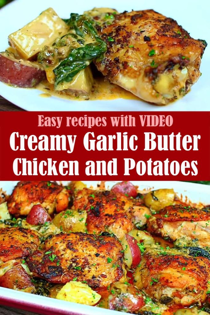 Creamy Garlic Butter Chicken And Potatoes Recipe Video Lindsy S Kitchen