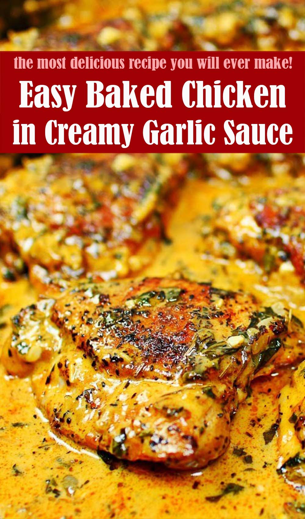 Easy Baked Chicken in Creamy Garlic Sauce with VIDEO | Lindsy's Kitchen