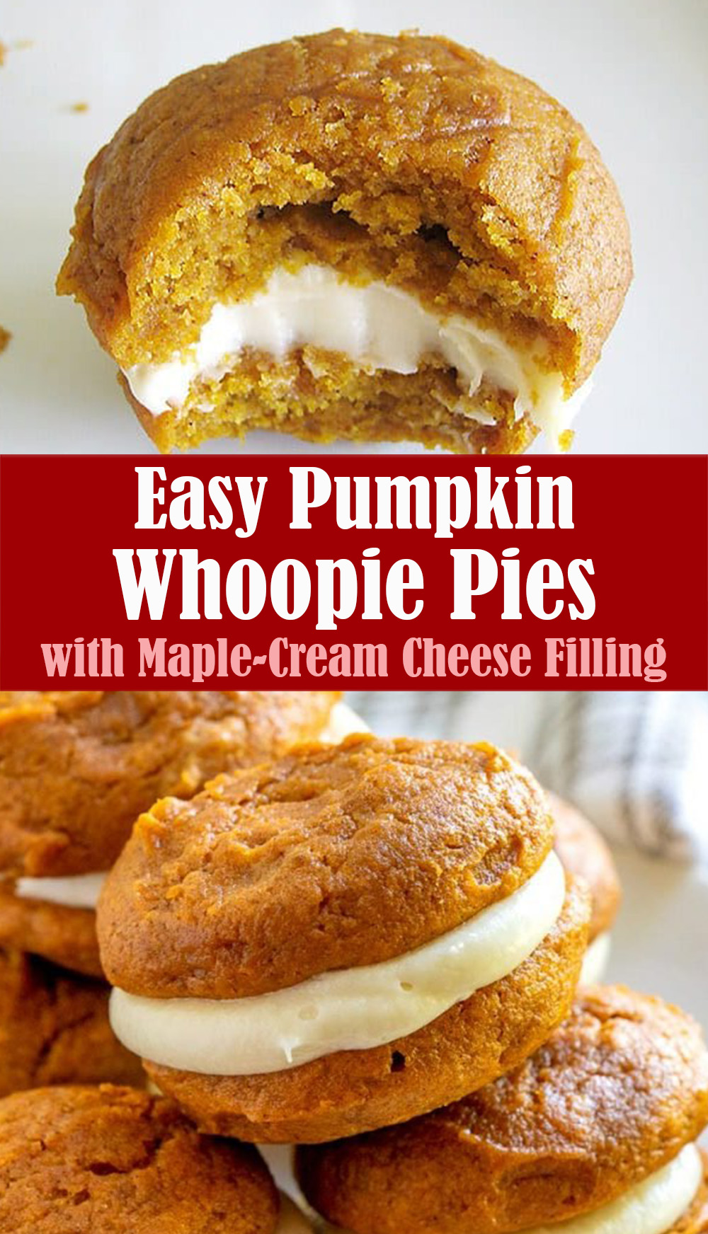 Easy Pumpkin Whoopie Pies with Maple-Cream Cheese Filling