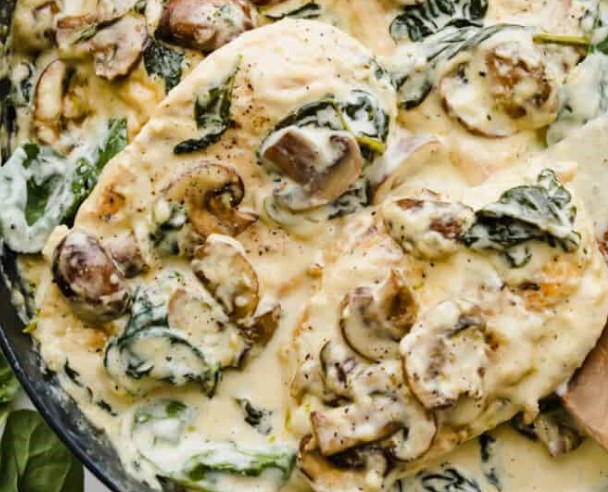 Creamy Parmesan Garlic Mushroom Chicken