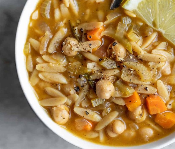 Vegan Lemon Chickpea Orzo Soup
