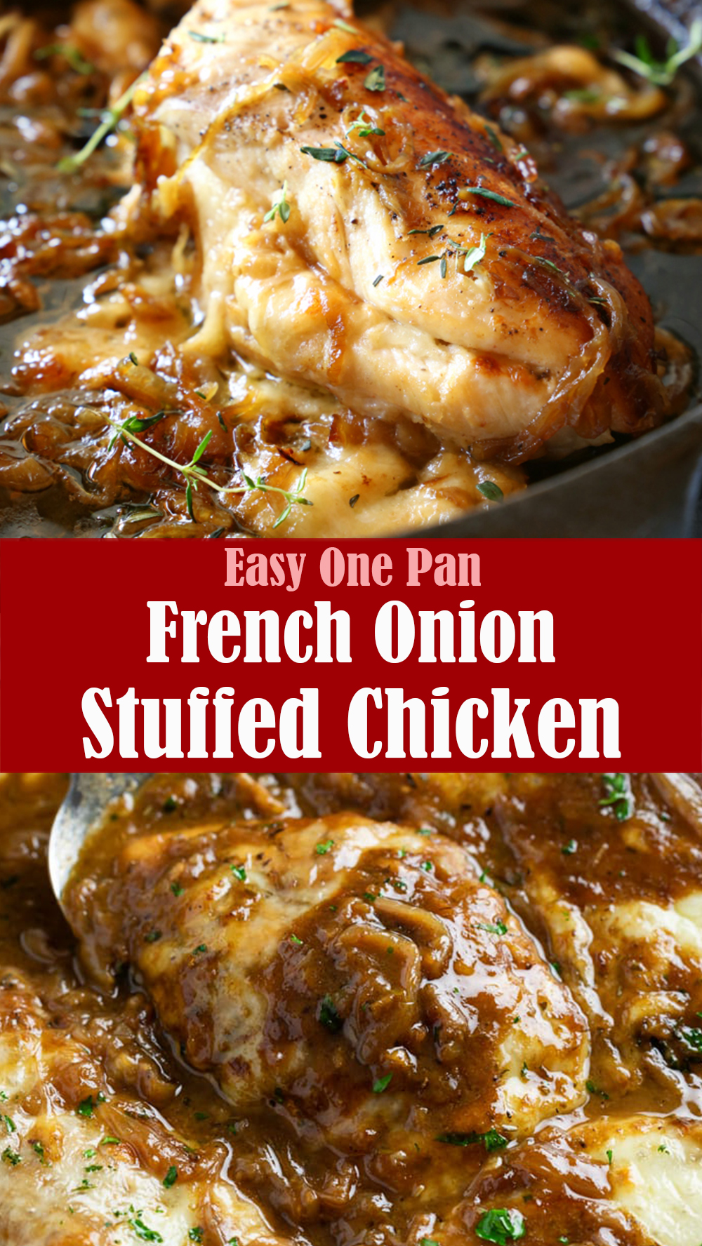 Easy One Pan French Onion Stuffed Chicken Recipe | Lindsy's Kitchen