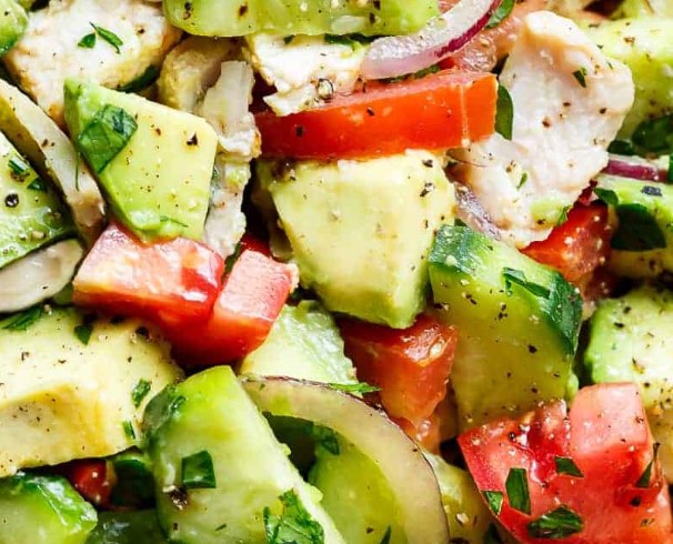 Perfect Chicken Cucumber Avocado Salad
