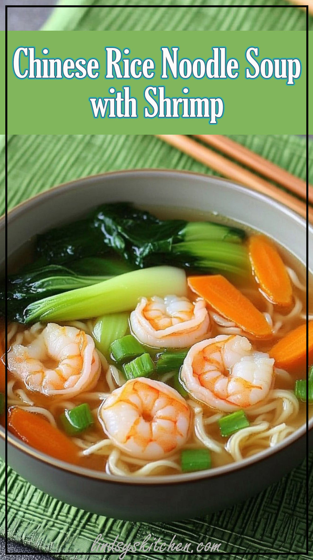 Chinese Rice Noodle Soup with Shrimp