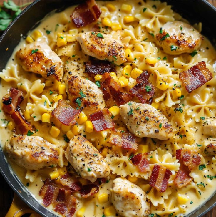 Creamy Chicken and Corn Pasta with Bacon