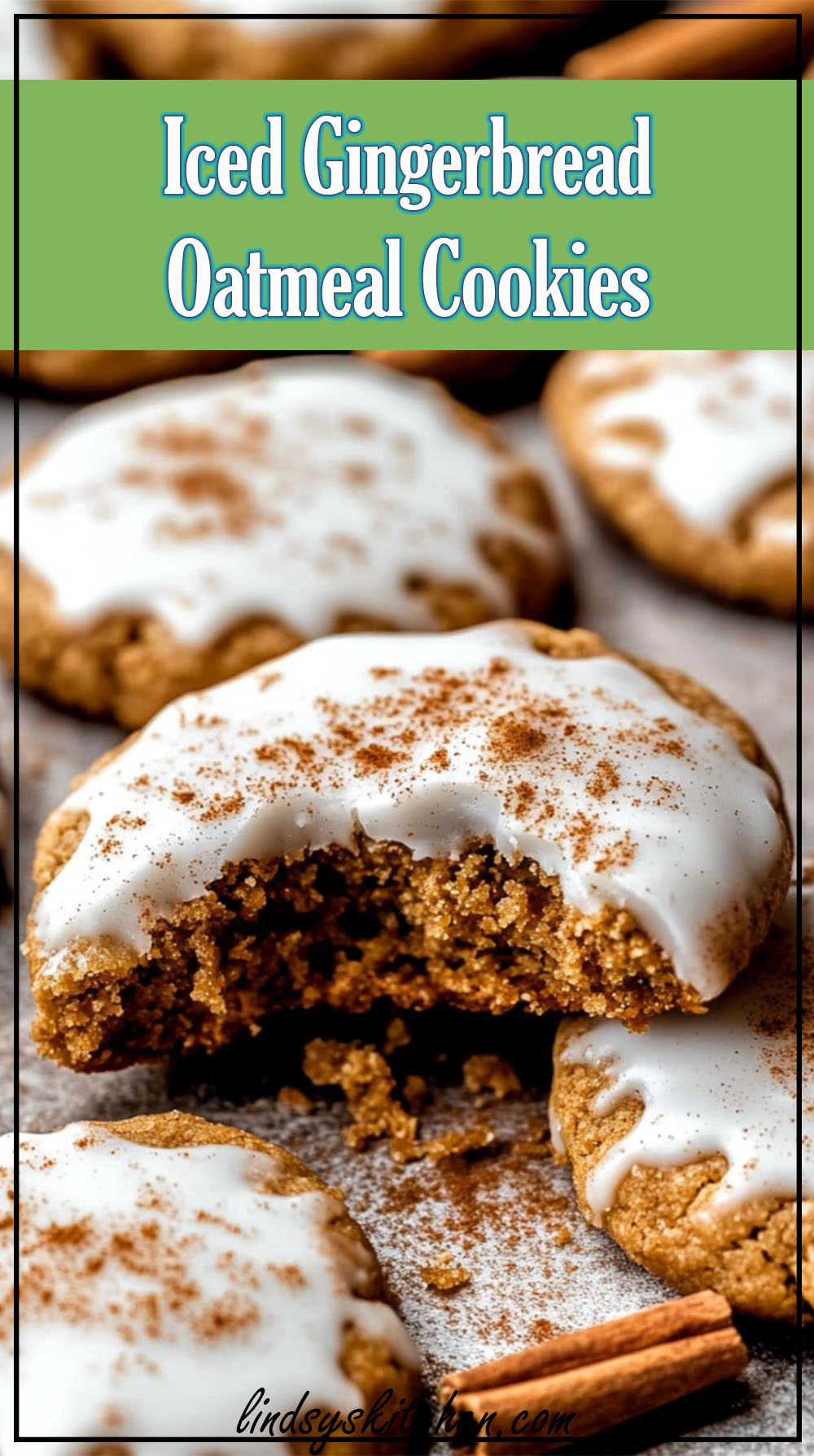 Iced Gingerbread Oatmeal Cookies