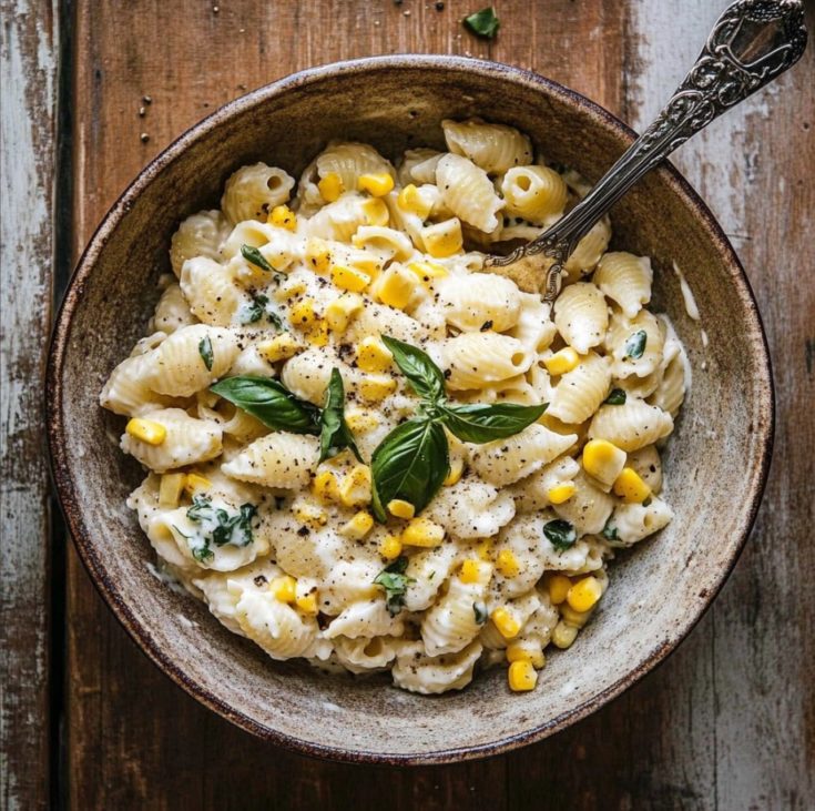 One Pot Lemon Basil, Corn, and Ricotta Pasta