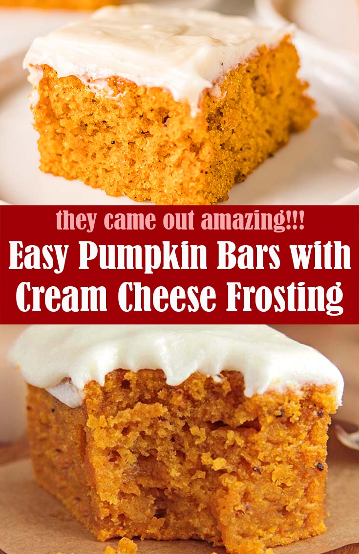 Easy Pumpkin Bars with Cream Cheese Frosting Recipe