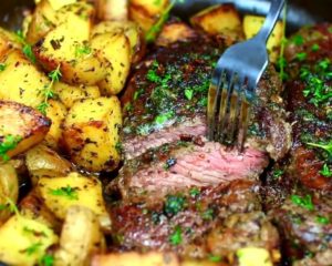 Skillet Garlic Butter Herb Steak and Potatoes Recipe